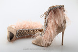 Lace UP Fur Sandals Stiletto