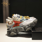 Genuine Leather  rhinestone luxury sneaker
