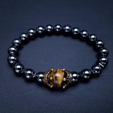 Charm Bracelet for Men Fashion Luxury Antique crown High quality Tiger eye stone bead Bracelets Jewelry Male Pulseira bileklik