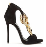 Metal Chain Sandals Summer Back Zipper 12 cm Heels