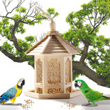 Wooden outdoor Hanging Bird Feeder