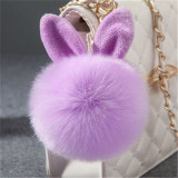 Pom Pom Keychains Fake Rabbit fur ball key chain porte clef pompom de fourrure fluffy Bag Charms bunny keychain Keyring