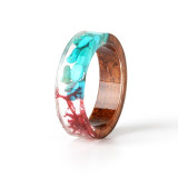 Clear Wood Resin Ring Fashion Handmade Dried Flower Epoxy