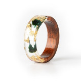 Clear Wood Resin Ring Fashion Handmade Dried Flower Epoxy