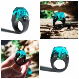 Clear Wood Resin Ring Fashion Handmade Dried Flower Epoxy