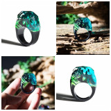 Clear Wood Resin Ring Fashion Handmade Dried Flower Epoxy