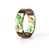 Clear Wood Resin Ring Fashion Handmade Dried Flower Epoxy