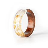 Clear Wood Resin Ring Fashion Handmade Dried Flower Epoxy