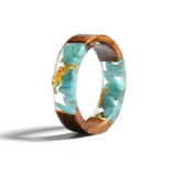 Clear Wood Resin Ring Fashion Handmade Dried Flower Epoxy