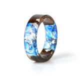 Clear Wood Resin Ring Fashion Handmade Dried Flower Epoxy