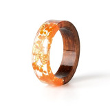 Clear Wood Resin Ring Fashion Handmade Dried Flower Epoxy