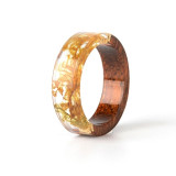 Clear Wood Resin Ring Fashion Handmade Dried Flower Epoxy