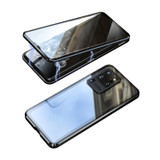 For Samsung Galaxy S20 Ultra Magnetic Metal Frame Double-sided Tempered Glass Case(Black)