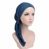 Soft Ruffle Pre-Tied Headwear Bandana Headscarf Tichel