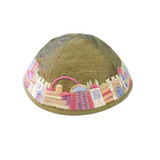 Kippah - Embroidered - Jerusalem - Gold