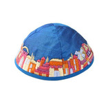 Kippah - Embroidered - Jerusalem - Blue
