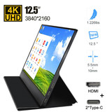 DIGITBLUE® 12.5" 4k Gaming Monitor | Type USB C Portable Monitor | for Switch Xbox Ps4 Mac Huawei Phone Laptop Camera TV Box Display | LCD Screen