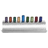 Highly Polished Hammered Stainless Steel Menorah