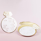 White Bridal Shower Game Card with Gold Foil - Ring Shape (Set of 30)