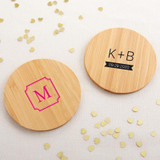 Personalized Wood Round Coaster - Bachelor & Bachelorette (Set of 12)