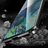 For Galaxy S20+ Shockproof Double-sided Tempered Glass Magnetic Attraction Case with Black Camera Lens Protector Cover(Black)