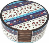 Coasters 6 pcs set with Box Shiny Wood Shiny