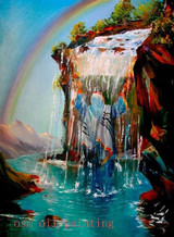 Canvas Painting Jew Wrapped In A Tallit Under A Waterfall