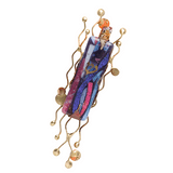 Squiggles Fused Glass Mezuzah Case By Gary Rosenthal, Cases In Yellow Size: 2 W X 7 H