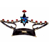 Simple Curved Menorah By Gary Rosenthal In Multi-Colored,black,red,gold