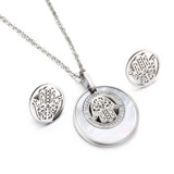 Hamsa Hand Pendant Necklace & Earrings Jewelry Set