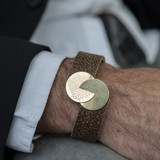 Men's Bracelet, Men Leather Bracelet, Gold