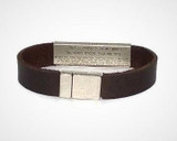 Leather Bracelet, Silver Leather Bracelets, Engraved