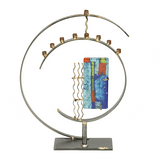 Circular Art Deco Menorah By Gary Rosenthal In Multi-Colored,silver,gold