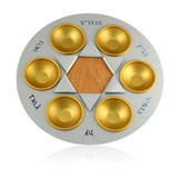 Passover Seder Set Designer Carved Wood & Metal