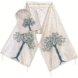 Embroidered Tree Of Life Tallit In Colors