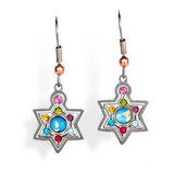 Multicolor Star Of David Earrings