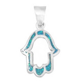 Opal & Silver Hamsa Pendant Opal & Silver Hamsa Pendant