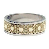 Flowered White & Yellow Gold Pattern Ring