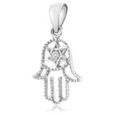 Hamsa-Silver Star Pave Diamond Center