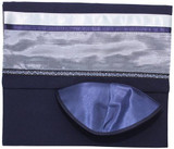 Tallit Set - Solid Blue/Silver Viscose With Fringes