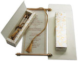 Laced, Bowed & Boxed Scroll Invitations 3.75 x 8.5" Colors