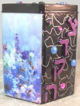 Tzedakah Box - Hand Painted On Tin In Motif