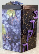 Tzedakah Box - Hand Painted On Tin In Motif