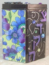 Tzedakah Box - Hand Painted On Tin In Motif