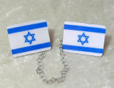 Flag Of Israel Set. Tallit Clips, Cuff Links, Tie Tack