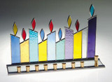 Stained Glass Designs - Colorful Candles Hanukkah Menorah