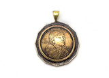 Coin pendant - ooak coin piece with 1 Dollar coin of the U.S. and 50 Cent coin of Australian