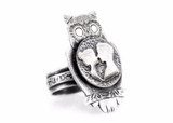 The Couple Coin Medallion on Owl Love Ring - Sterling Silver