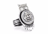 Coin ring with the Crown coin medallion on owl ahuva coin jewelry owl jewelry