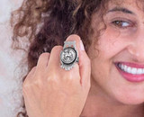 Coin ring with the Aries coin medallion on owl Aries ring ahuva zodiac jewelry